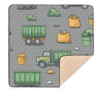 Garbage Trucks Street Cleaning Trucks Trash Bins_4 Cute Foldable Baby Playmat for Floor Washable Infant Play Activity Mat for Baby Toddler Infant, 50'' x 50''