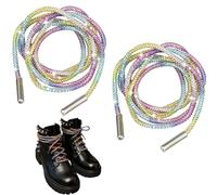 GARBODIY Rhinestone Shoe Laces - 40'' Bling Crystal Glitter Shoelaces, 1 Pairs Multicolor, Middle