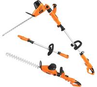 GARCARE 2-in-1 Electric Hedge Trimmer & Pole Pruner, 4.8A Corded Shrub Trimmer with 20-Inch Laser-Cut Blade, Extendable 7.4ft to 9ft for High Branches