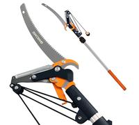 GARCARE Pole Saws for Tree Trimming, Loppers and Pole Saw 2 in 1, Lightweight Telescoping Tree Pruner with 35mm Cutting Capacity, Adjustable Length 1.4-2.1m, Carbon Steel Blade