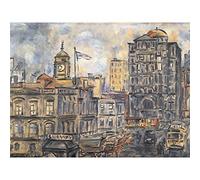 Garcia City Hall New York Flag Painting Large Print Poster Wall Art Decor Picture