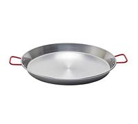 Garcima La Ideal 12317 Polished Steel Paella Pan 46cm, Silver/Red