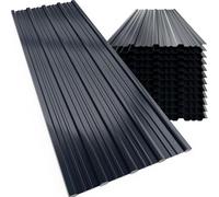 GARDEBRUK® 12x Corrugated Metal Roofing Sheets, 129x46cm, Anthracite Grey | For Garden Shed, Metal Sheds, Plastic Sheds & Greenhouse, 7m² Galvanised Roof Panels, Outdoor Storage, Bin Store, Bike Shed