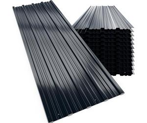 GARDEBRUK® 12x Corrugated Metal Roofing Sheets, 129x46cm, Anthracite Grey | Galvanised Roof Panels for Garden Shed, Metal Sheds, Greenhouse, Carport, Bike Shed, Bin Store and Outdoor Storage