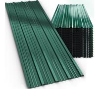 GARDEBRUK® 14x Corrugated Metal Roofing Sheets for Garden Shed, Metal Sheds, Plastic Sheds & Greenhouse | 7m² Galvanised Roof Panels for Outdoor Storage, Bin Store & Bike Shed | Green 110x46cm