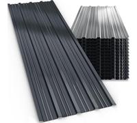 GARDEBRUK® 14x Galvanised Metal Roofing Sheets | Box Profile 110x46cm Coated 7m² Cladding Walling Sheeting | Trapezoidal Corrugated Roof Garage Shed Carport Greenhouse Panels | Anthracite