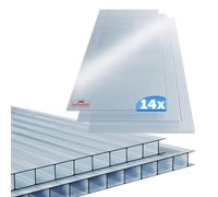 GARDEBRUK® 14x Polycarbonate Twin Wall Sheets | 4mm | 10.25m² | Double Wall Panels | 121x60.5cm | Wall Panel for Greenhouse, Garden Shed, Bike Shed | Plastic Sheeting | Fence Panels | Roofing Sheets