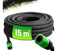 GARDEBRUK® 15m Garden Irrigation Soaker Hose | 1/2 inch 12mm Inner Diameter Hose | T-Connector Included | Use Above and Underground | Pearl Hose Drip Watering Irrigation