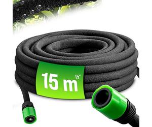 GARDEBRUK® 15m Garden Irrigation Soaker Hose | 1/2 inch 12mm Inner Diameter Hose | T-Connector Included | Use Above and Underground | Pearl Hose Drip Watering Irrigation