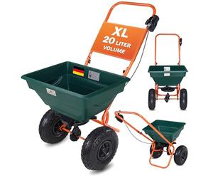GARDEBRUK® 20L Pneumatic Rotary Spreader | Grit Salt | Grass Seed | Adjustable Rate | Autumn Lawn Feed & Rock Salt Dispenser | Durable Design for Professional Landscaping & Garden Maintenance