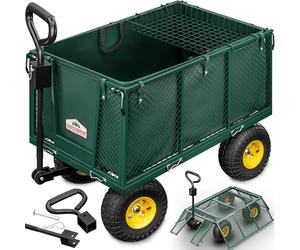 GARDEBRUK® 230L Garden Trolley with Pull Handle, 550kg Load Capacity, Green