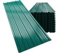 GARDEBRUK® 24x Corrugated Metal Roofing Sheets for Garden Shed, Metal Sheds, Plastic Sheds & Greenhouse | 7m² Galvanised Roof Panels for Outdoor Storage, Bin Store & Bike Shed | Green 129x46cm