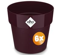 Gardebruk® 6x Round Flower Pots | Sustainable Recycled Plastic | Planter Box Plant Pot | Frostproof | Suitable for Indoor or Outdoor Use | 18x17cm | Mulberry