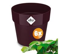Gardebruk® 6x Round Flower Pots | Sustainable Recycled Plastic | Planter Box Plant Pot | Frostproof | Suitable for Indoor or Outdoor Use | 30x27cm | Mulberry