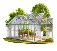 Gardebruk 6X12Ft 'sunlight' Polycarbonate Greenhouse, 7.2M², Aluminium Frame, 380X190X195Cm, Slide Door, 4 Windows