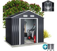 Gardebruk 6X4Ft Galvanised Metal Apex Garden Shed With Sliding Door 196X132Cm Anthracite