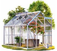 Gardebruk 6X6Ft 'sunlight' Polycarbonate Greenhouse With Foundation, Aluminium Frame, 250X190X195Cm, Slide Door & 2 Windows