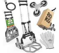 GARDEBRUK® Foldable Stair Climber with Heavy Duty Steel Frame | Adjustable Height | Load up to 80 kg | Transport Moving Boxes, Bubble Wrap, A4 Paper, Blue Roll | Puncture-Proof PP Tyres