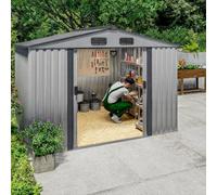 Gardebruk Garden Shed, 8X6', 5M², Outdoor Storage, Apex Roof, Sliding Door, 260X205X180Cm, Metallic Grey