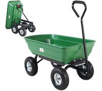 GARDEBRUK® Garden Trolley, 300kg Max Capacity, 4 Pneumatic Tyres, Green | Tilt Steering Axle, Versatile Pull Along Beach Trolley Cart for All Terrains, Festivals, Garden Tools, Camping Essentials