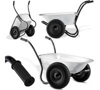 GARDEBRUK® Heavy Duty Wheelbarrow 100L | 2x Pneumatic Twin Tyres | 150KG Max Capacity | Steel Rim | Durable Garden Trolley for Transporting Grass Seed, Garden Tools, Compost, Mulch, Gravel | Silver