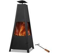Gardebruk Pyramid Chiminea With Lockable Door And Poker, Freestanding Fire Pit For Garden, 102Cm, 5 Kg, Black