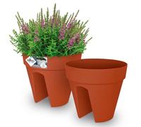 Gardebruk® Set of 2 Balcony Railing Flower Pots, Terracotta Plant Pots