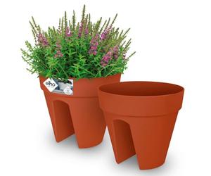 Gardebruk® Set of 2 Balcony Railing Flower Pots, Terracotta Plant Pots
