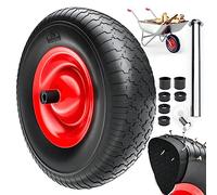 GARDEBRUK® Wheelbarrow Wheel Replacement | 15' Solid PU Rubber Tyre | Puncture-Proof | 4.80/4.00-8 | 390mm Diameter | 95mm Wide | 200kg Capacity | Red Black
