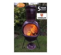 Gardeco Asteria Xl Chimalin Afc Chimenea In Glazed Purple, Including Lid & Stand