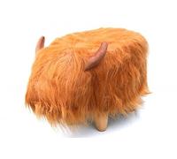 Gardeco Dillis The Highland Cow Synthetic Fur Footstool With Wooden Legs