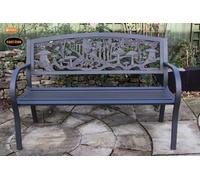 Gardeco Steel Framed Cast Iron Bench With Fairies