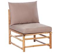 Beliani Bamboo 1-Seat Section Armless Chair Seat Padded with Cushion Outdoor Furniture Taupe Cerreto