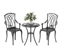 Outsunny 3 Pcs Coffee Table Chairs Outdoor Garden Furniture Set W/ Umbrella Hole