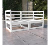 Garden 2-Seater Corner Sofa White Solid Pinewood 70x70x67 cm Modular Outdoor Set