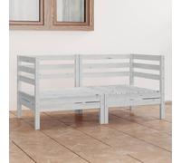 Garden 2-Seater Sofa White Solid Pinewood 63.5 x 63.5 x 62.5 cm Corner Seat Set