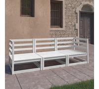 Garden 3-Seater Sofa White 70x70x67cm Solid Pinewood Modular Outdoor Corner Set