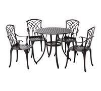 Garden 4-Seater Cast Aluminium Outdoor Table & Chair Set Brown 39.5x138x142 4pc
