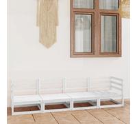 Garden 4-Seater Sofa White Solid Pinewood 70 x 70 x 67 cm Modular Outdoor Corner