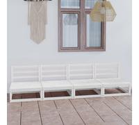 Garden 4-Seater Sofa White Solid Pinewood 70x70x67cm Modular Outdoor Patio Sets