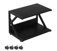 Garden 4 you 2 Tier Desktop Printer Stand,Under Desk Printer Trolley, Multi-Purpose Printer Cart Organizer,Wooden Storage Shelf with 4 Wheels for Folders,Books,for Fax Machine,Home Office(black)