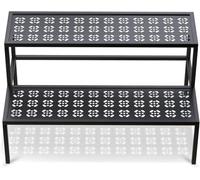 Garden 4 you 2 Tier Metal Plant Stand - Rectangular Stair Style Ladder Rack, Heavy Duty Indoor Outdoor Flower Pot Display Organizer for Home Garden Patio Balcony