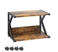 Garden 4 you Desktop Printer Stand,2 Tier Under Desk Printer Trolley, Multi-Purpose Printer Cart Organizer,Wooden Storage Shelf with 4 Wheels for Folders,Books,for Fax Machine, Scanner (brown)