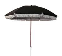 Garden 6.5Ft/2M Outdoor Patio Parasol Beach Umbrella with Fringe Steel Pole 8 Ribs Sun Shading for Pool, Balcony
