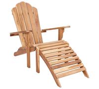 Garden Adirondack Chair with Footrest Natural Solid Teak Wood Armchair vidaXL