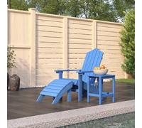 vidaXL Garden Adirondack Chair with Footstool & Table HDPE Aqua Blue Armchair