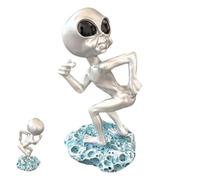Garden Alien Statue - Extraterrestrial Figurine, Outer Space Alien Resin Sculpture, Creative Resin Figurine Decor, Desktop Crafts Ornament for Indoor, Outdoor Lightweight Compact Ergonomic Multiuse