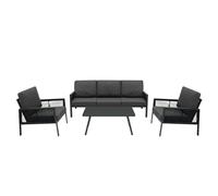 MonsterShop Garden Aluminium 5 Seat Furniture Sofa Set Rattan Alternative Anthracite Grey 4 Piece