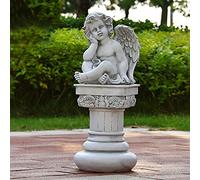 Garden Angel Roman Columns Statue Decoration,Antique Resin Cherubs Figurines,Religious Praying Ornaments,for Indoor/Outdoor Terrace Ornament,J