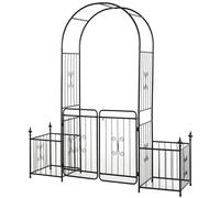 Garden Arbor Arch Gate Black Metal 200x50x220cm w/ Planter Boxes & Vine Frame XL